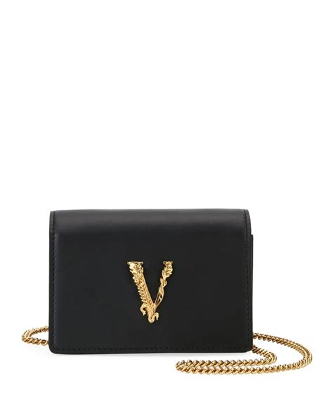 versace virtus card case on crossbody chain|Versace Virtus Gold Cardholder With Crossbody Chain .